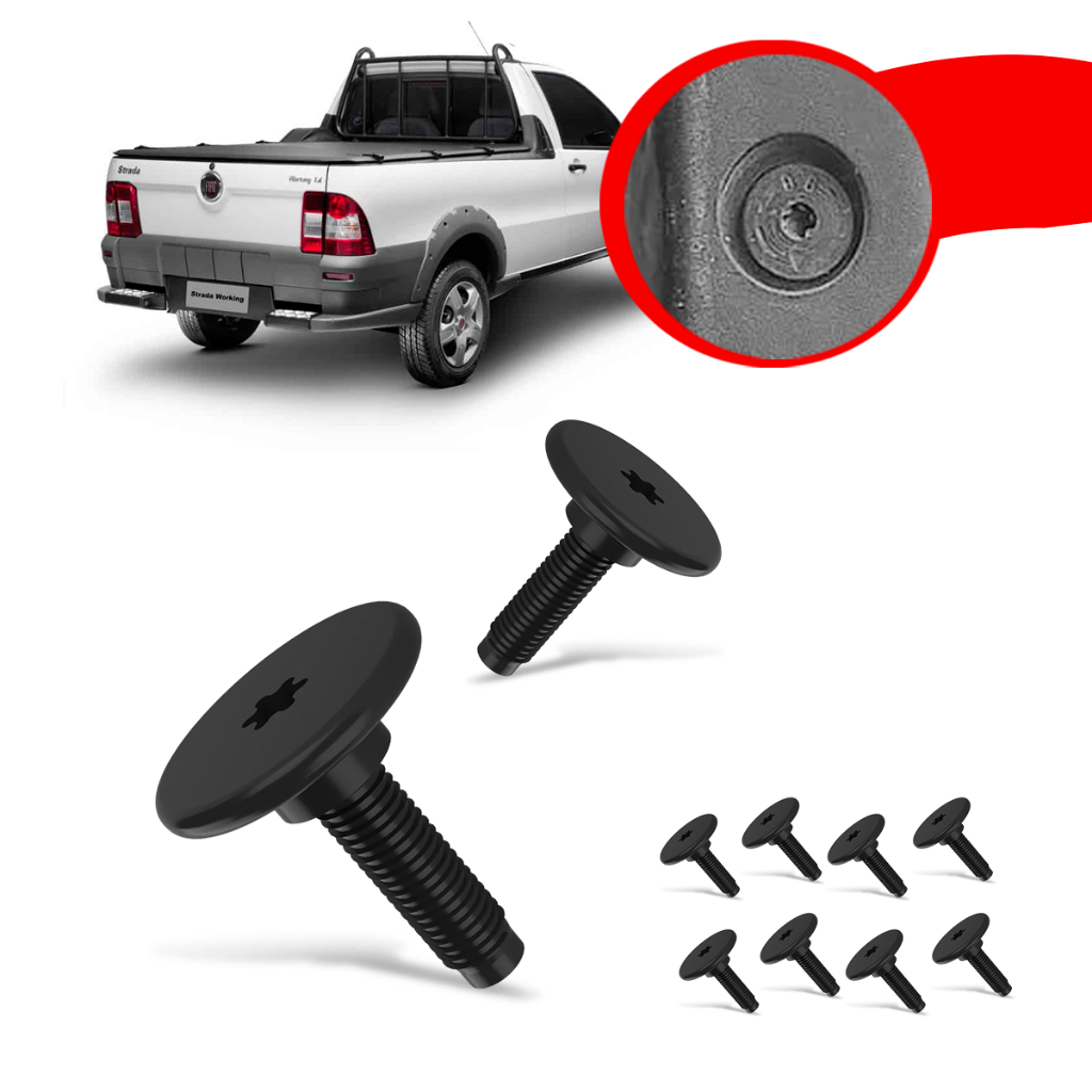 Kit Parafusos M5 Para Fixar Protetor de Caçamba Fiat Toro 2016/17 18 Strada 1996/10 11 12 13 14 15