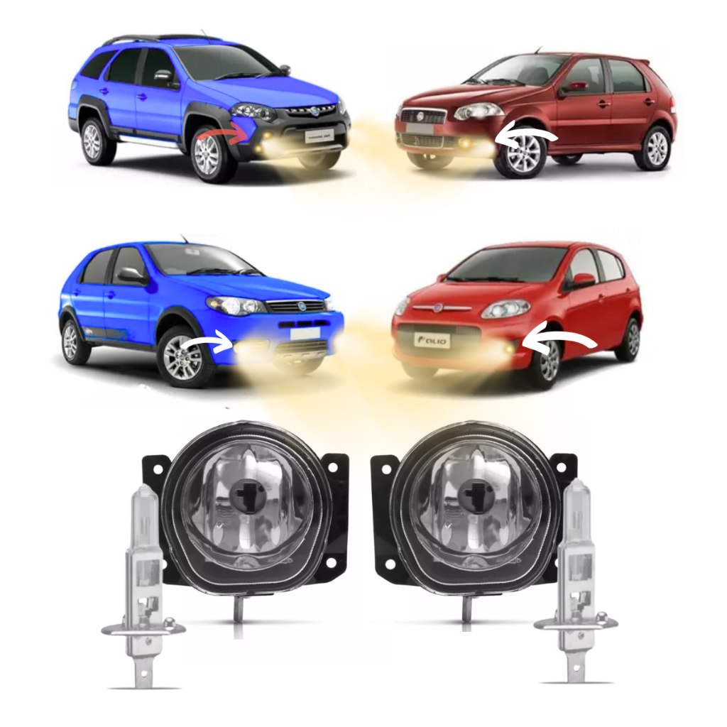 Par Farol de Milha Fiat Palio G2 G3 G4 G5 2001 a 2017 Fire Attractive Essence Sporting Weekend Todos