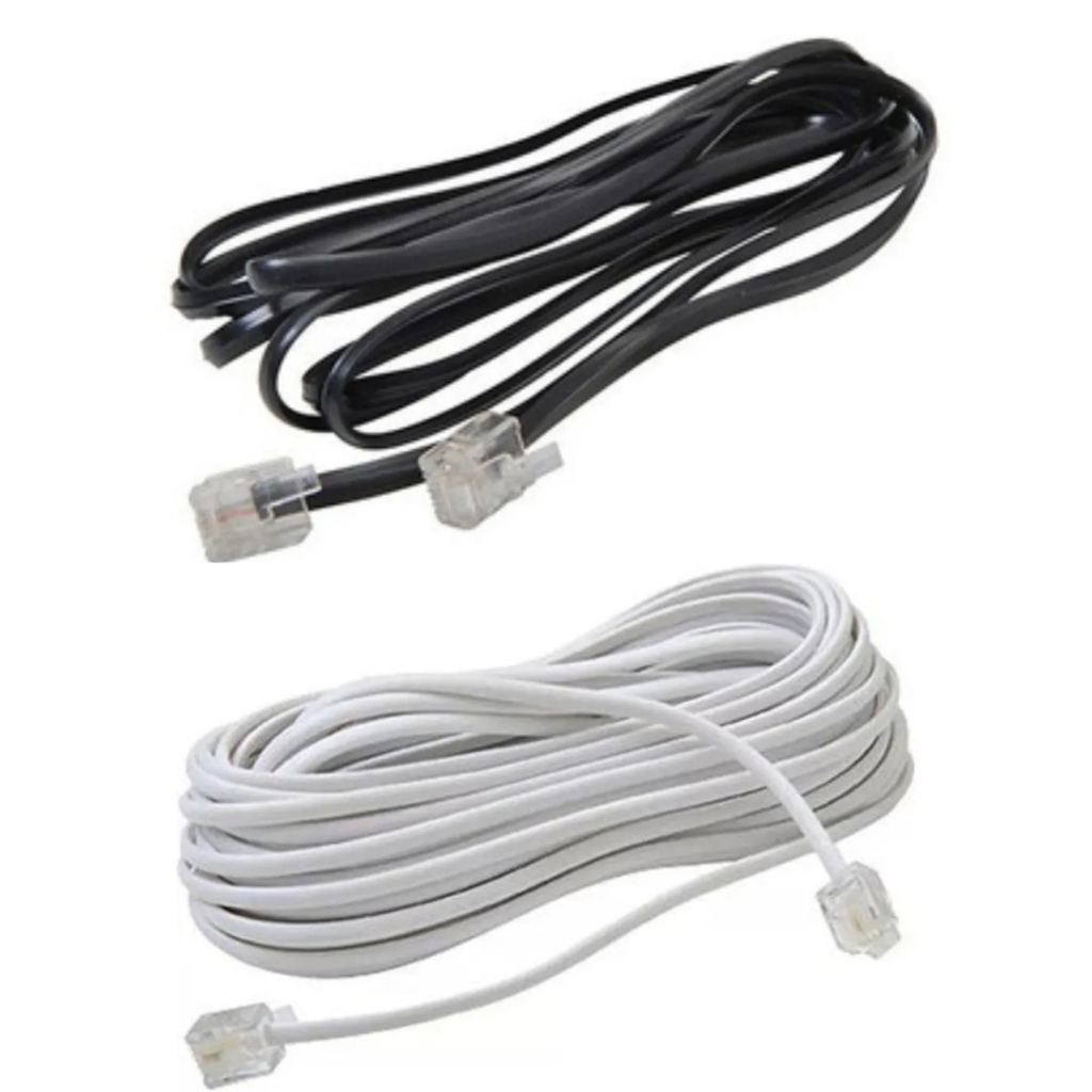 Extensão de Telefone Lisa Interneed 1,5mts Interneed Branco e Preto Escritório Telefone Cabos Call Center Casa