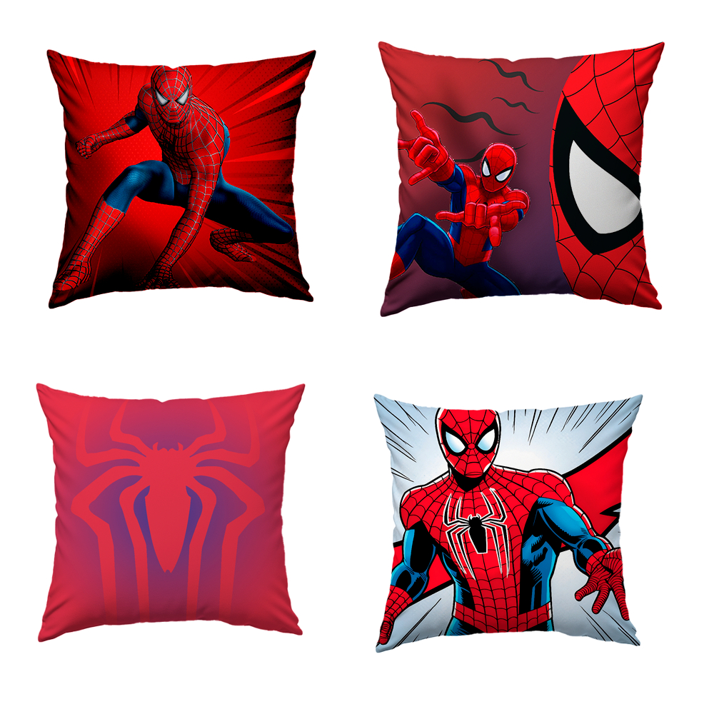 Kit Com 04 Capas Almofadas Decorativas Ideal Quarto Sala Estampas Menino e Menina Heróis Infantil
