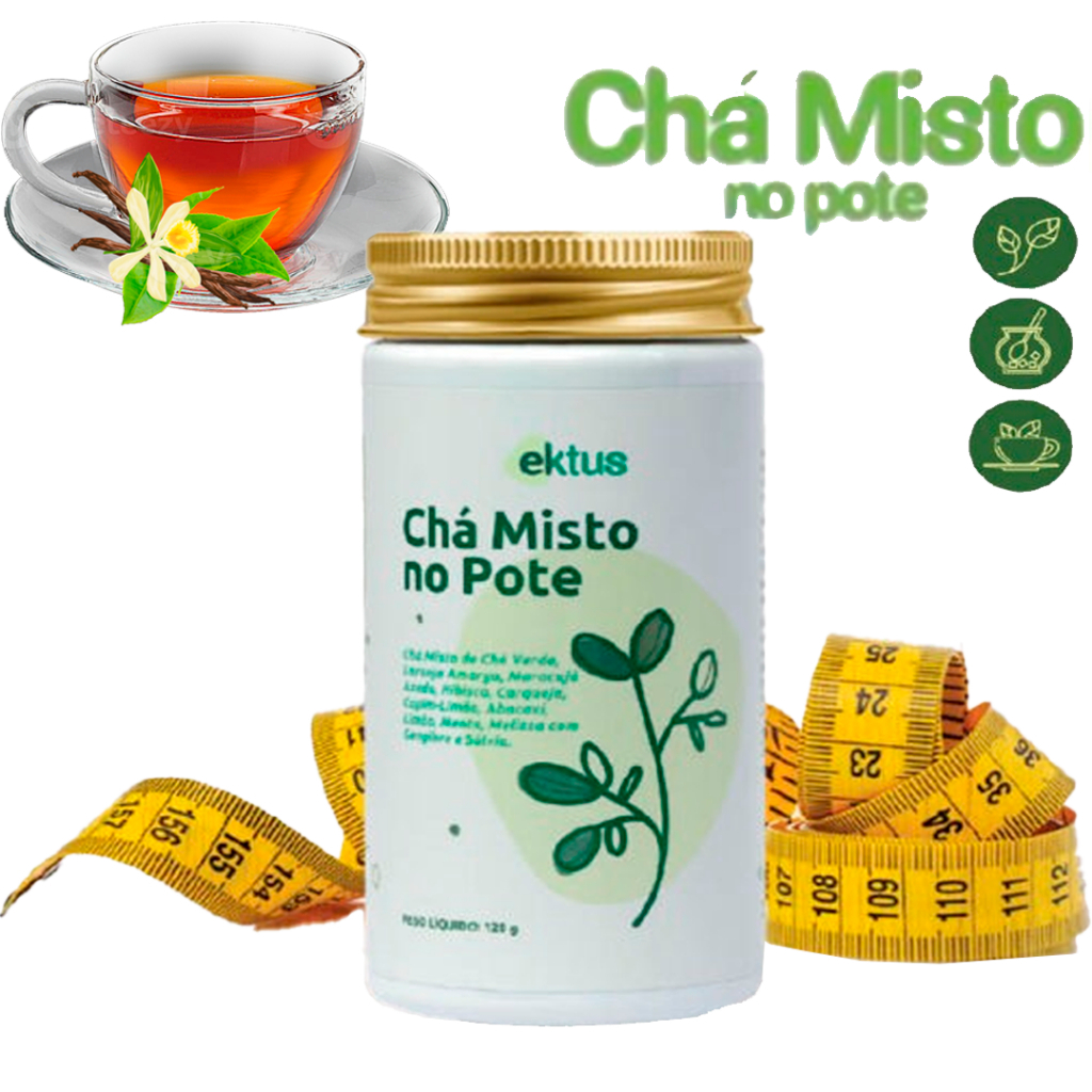 Chá Misto no Pote 120g - 7 ervas com Chá Verde - Ektus Reduz Medidas chá 100% Natural