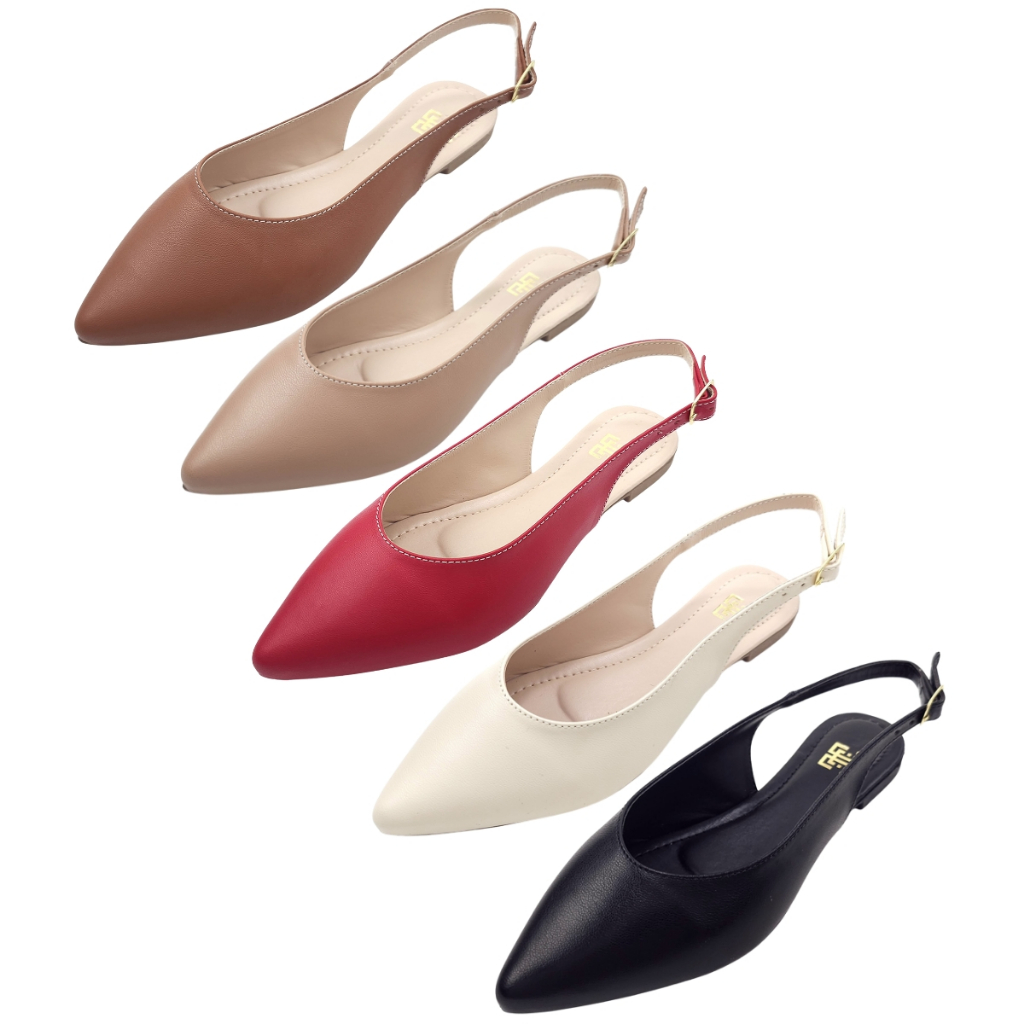 Kit com 05 Pares Sapatilha Rasteira Sandalia Bico Fino Slingback Feminina Sapato Dia a Dia Social