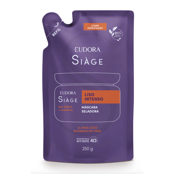 Refil Máscara Capilar Siàge Liso Intenso 250g Eudora.