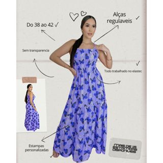 Vestido feminino longo festa estiloso lastex feminino com alças reguláveis Elegante e Confortável Ref. 93 em Oferta na Shopee