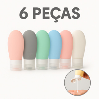 Kit 6 Frascos Para Viagem Porta Shampoo Creme Sabonete Líquido Plástico Líquido Portátil 70ml em Oferta na Shopee