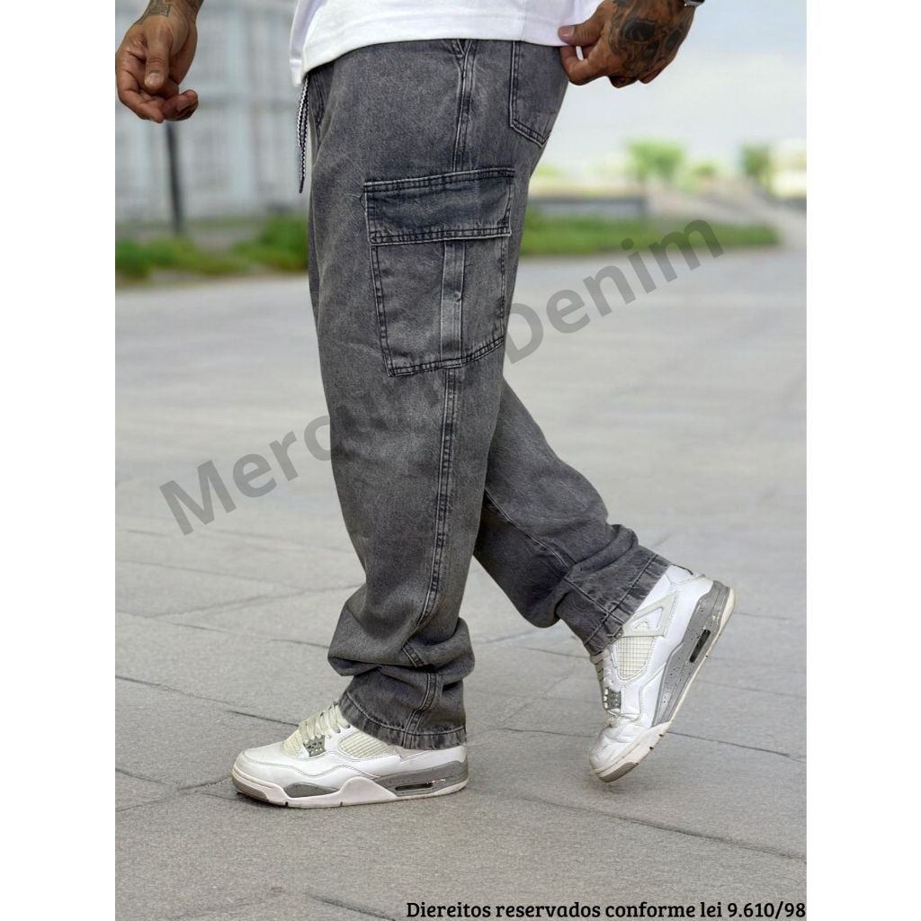 Calça Cargo Grafite Bolso Lateral Street Urbano Estilo Rua  Estonada Cinza Premium em Oferta na Shopee