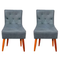 2 Cadeiras Estofadas Premium Decorativas Pés Palito Para Escritório Várias Cores Cinza Marrom Rose