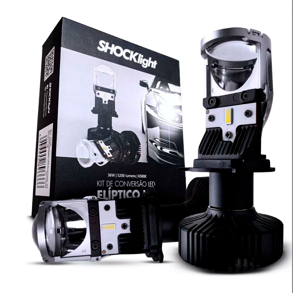 Lâmpada H4 de Led Mini Projetor Canhão Elíptico Shocklight