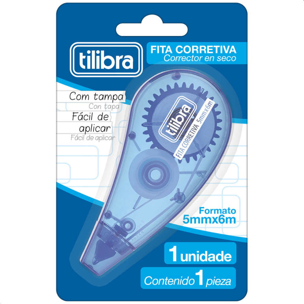 Corretivo Em Fita Azul Tilibra Blister - Fita Corretiva Azul Tilibra em Oferta na Shopee