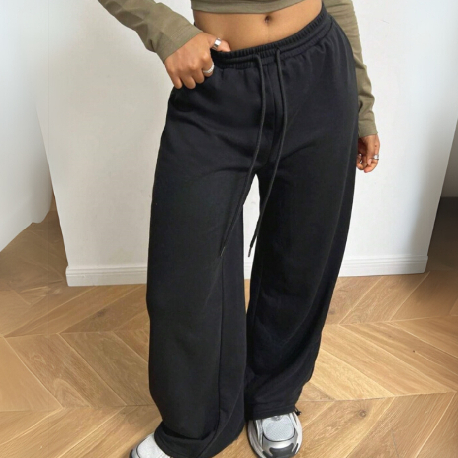 Calça Moletom Modelo Wide leg Despojada Lisa Algodão Feminina Casual Treino Forrada Hype em Oferta na Shopee