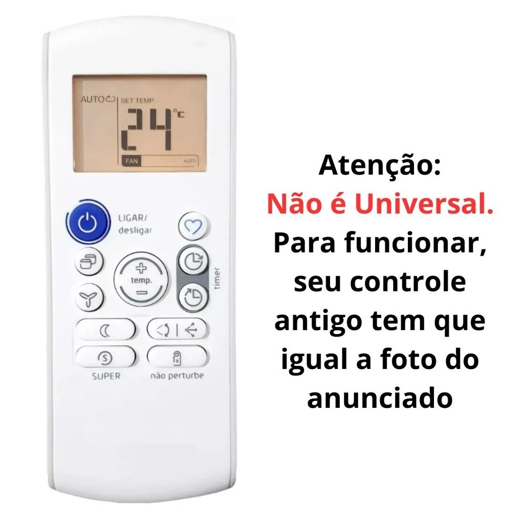 Controle compatível Ar Admiral Comfee Midea Xperience Tempst