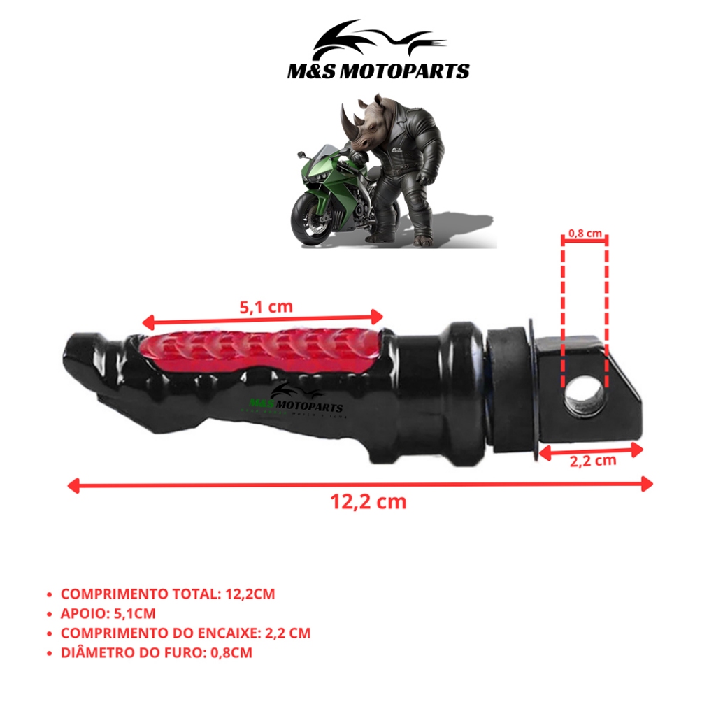 Pedaleira Esportiva Universal Moto Honda, Yamaha, Kawasaki, Suzuki