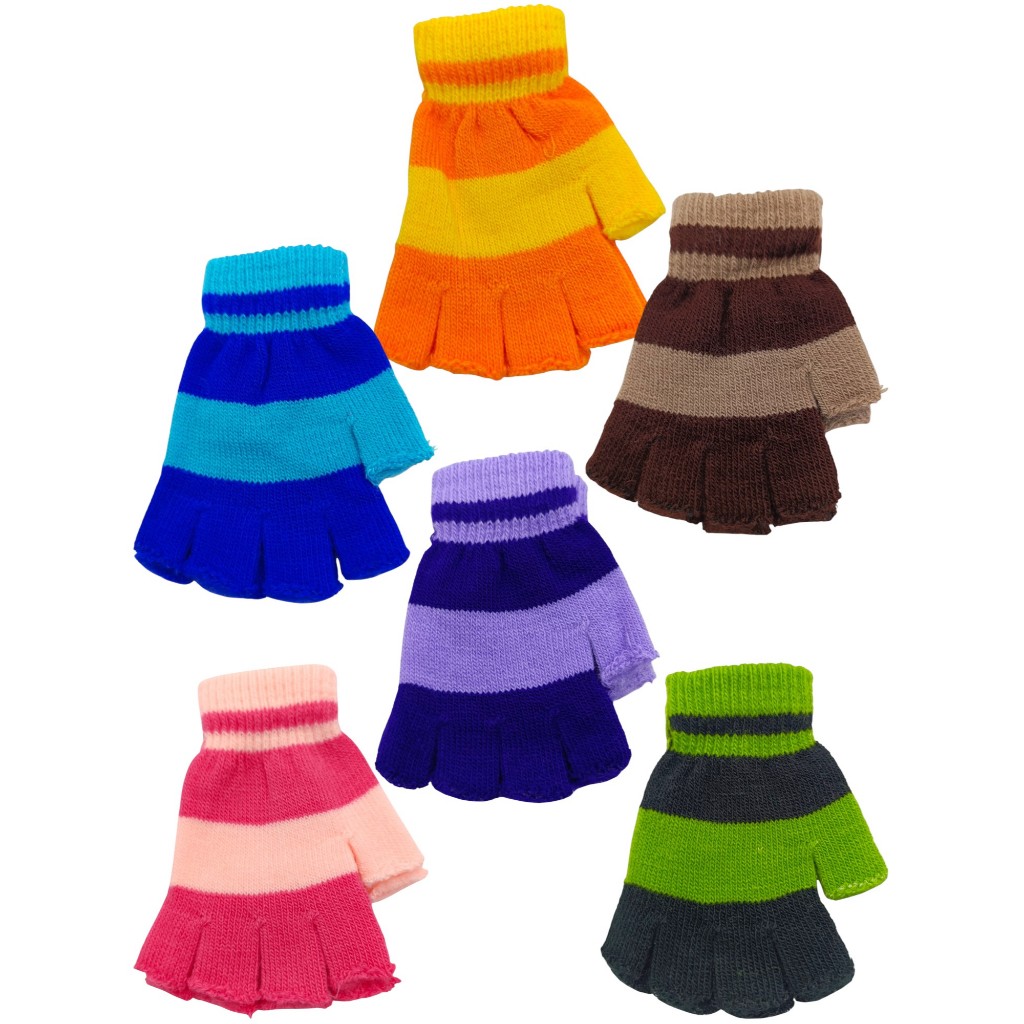 Luvas de frio Sem dedos para crianças (1-5 anos) - Quentinha e colorida 14 cm - Unissex