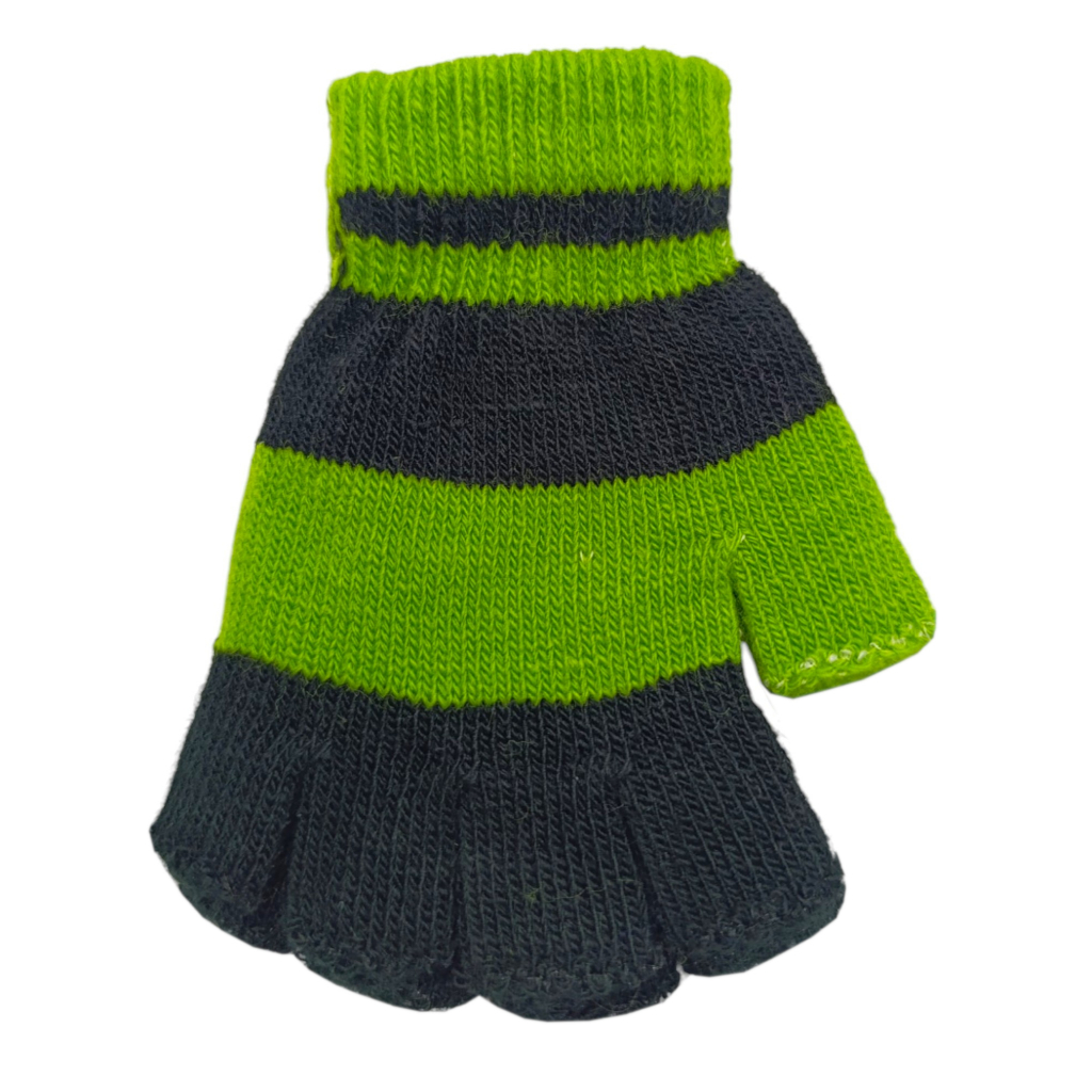 Luvas de frio sem dedos para crianças - Quentinha e colorida 14 cm - Verde escuro e claro Unissex