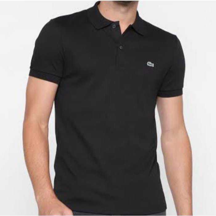 CAMISA GOLA POLO PIQUÊ DE BOTÔES PRETA
