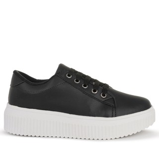 Tênis Feminino Casual Grip Caixa Alta Preto Com Cordão Leve e Confortável Ref: 1.100