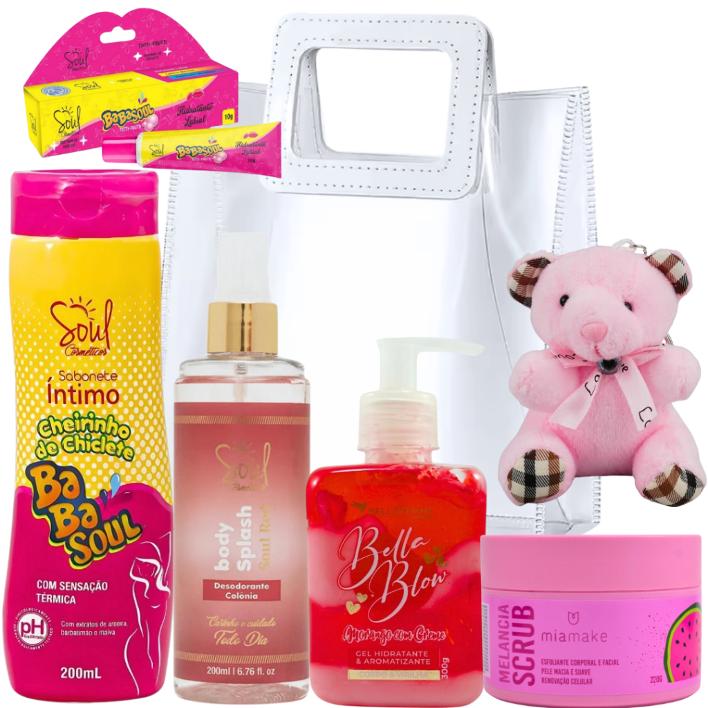KIT PRESENTE GEL BLOW COM HIDRATANTE, SABONETE ÍNTIMO E BOLSA PREMIUM – CUIDADO E SOFISTICAÇÃO