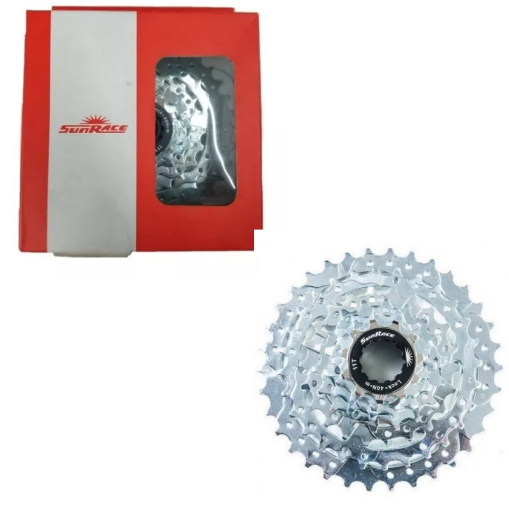 Cassete Freehub 7v 11-34 Sunrace Roda Livre para Bicicleta 21 Marchas com Cubo K7 de Encaixe Bike Speed MTB