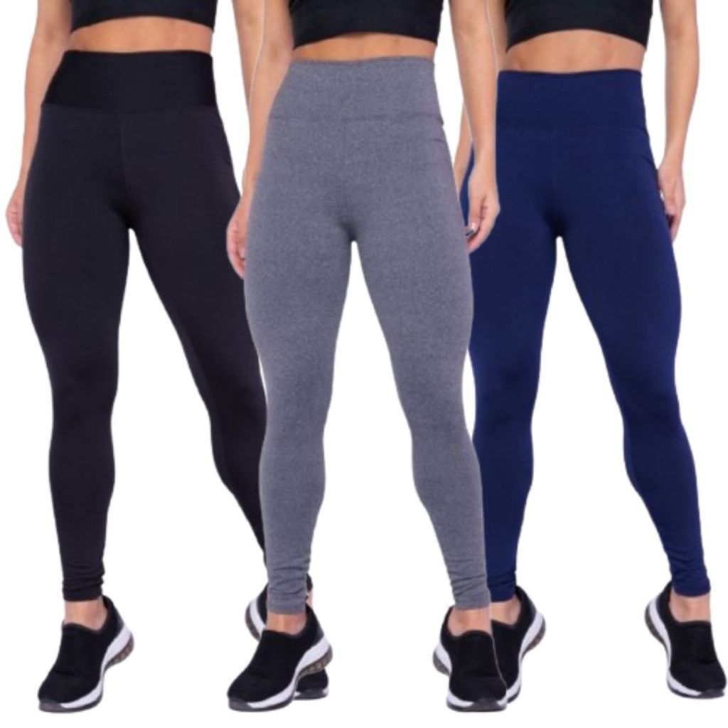 Kit 3 Calça Leg Legging Suplex Levanta Bumbum Tecido Grosso Premium Promoção 6x/Sem Juros ...