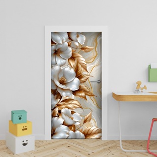 Capa Decorativa de Porta Sublimados C/ Elástico 0,75x2,10m Tema Flores Marmore em Oferta na Shopee