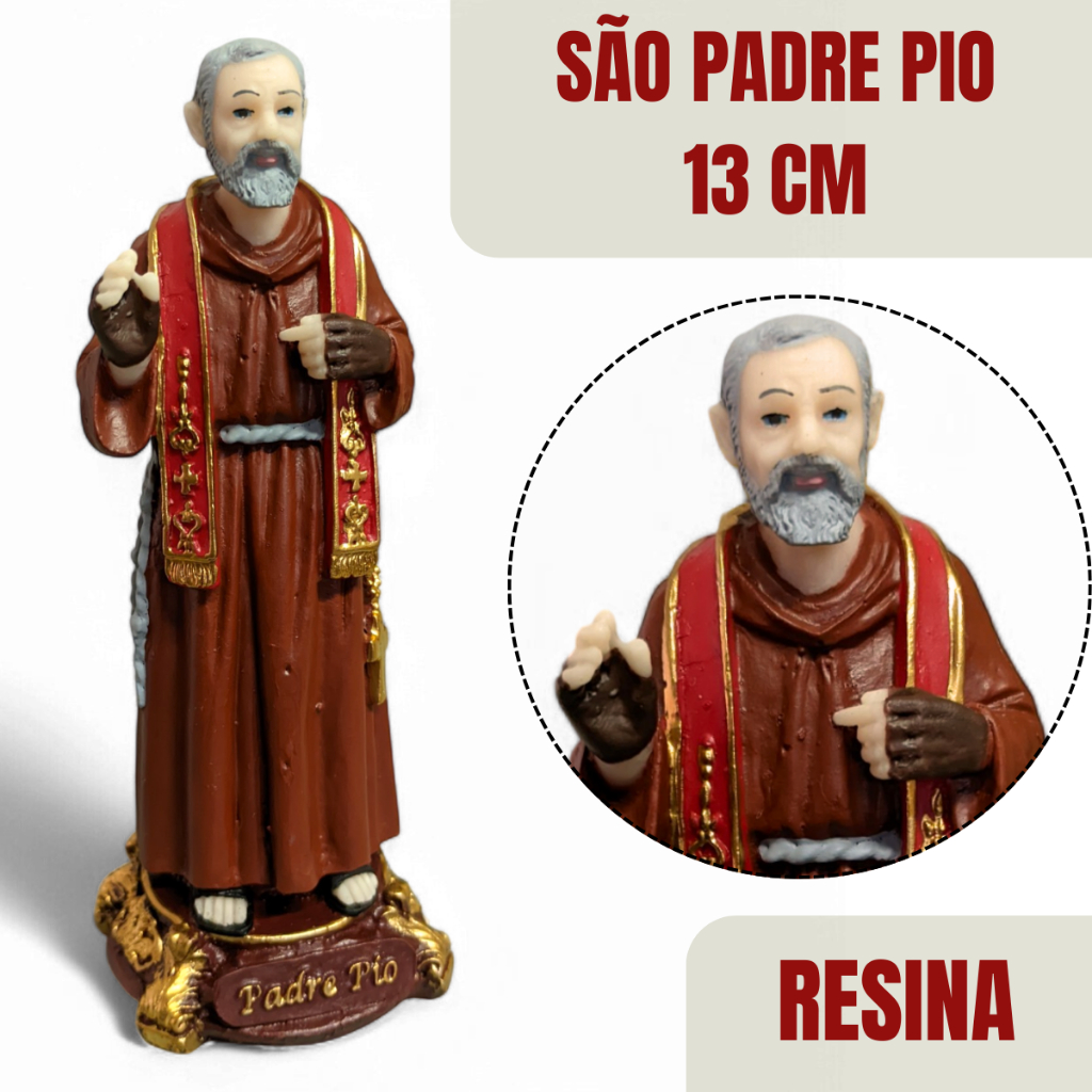 Imagem São Padre Pio 13 cm em Resina - São Pio Linha Premium