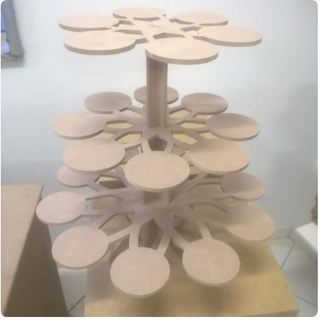 Porta Doces Cupcake Círculos Mdf Cru em Oferta na Shopee