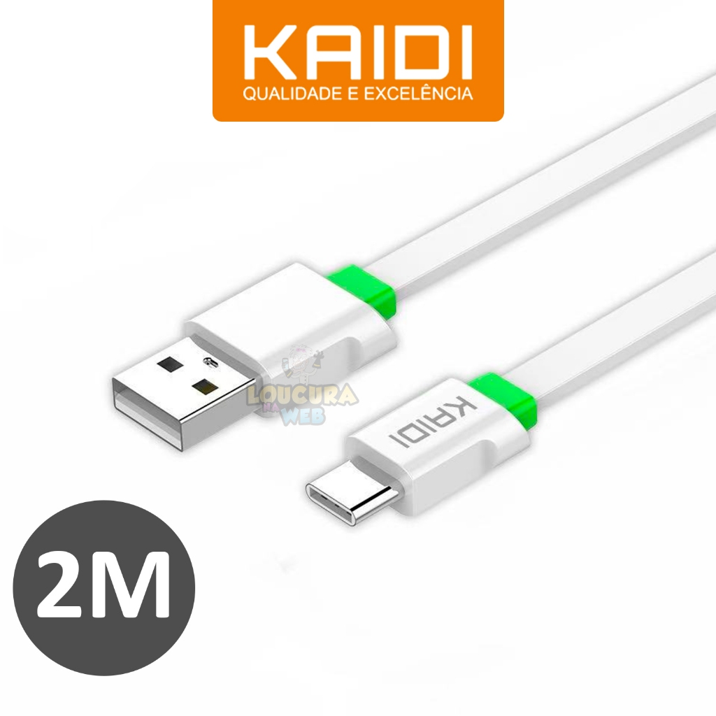 Cabo 2 Metros Tipo C para Samsung Xiaomi Motorola Iphone 15 16 Cabo Carregamento