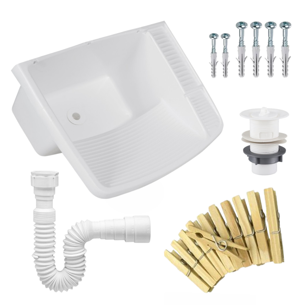 Tanque De Plastico 23l Lavar Roupa + Sifão + Grampo de Roupa em Oferta na Shopee