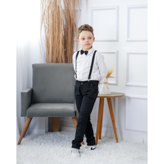 Conjunto Social Calça Preta Camisa Longa Branca Suspensório Gravata Pajem Casamento Formatura Infantil em Oferta na Shopee