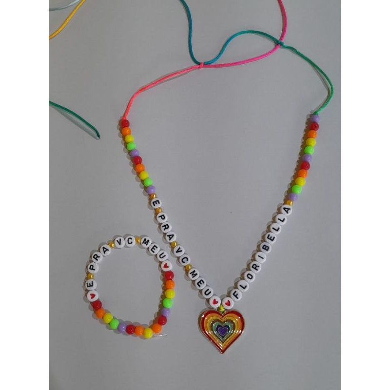 kit colar + pulseira floribella