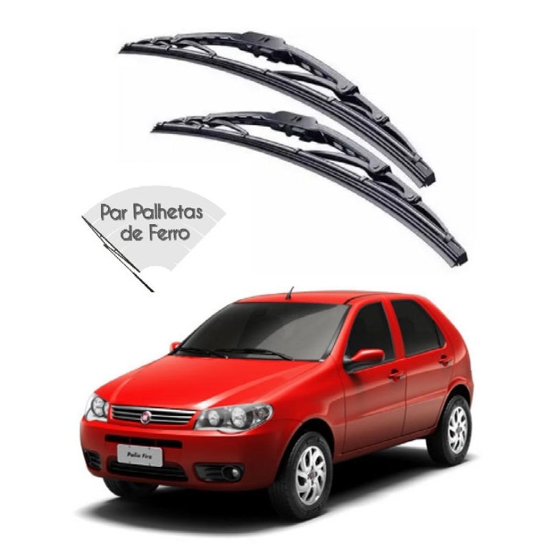 Par Palhetas Parabrisa Original de Ferro Fiat Palio Fire (1996 até 2011) Encaixe Gancho Universal