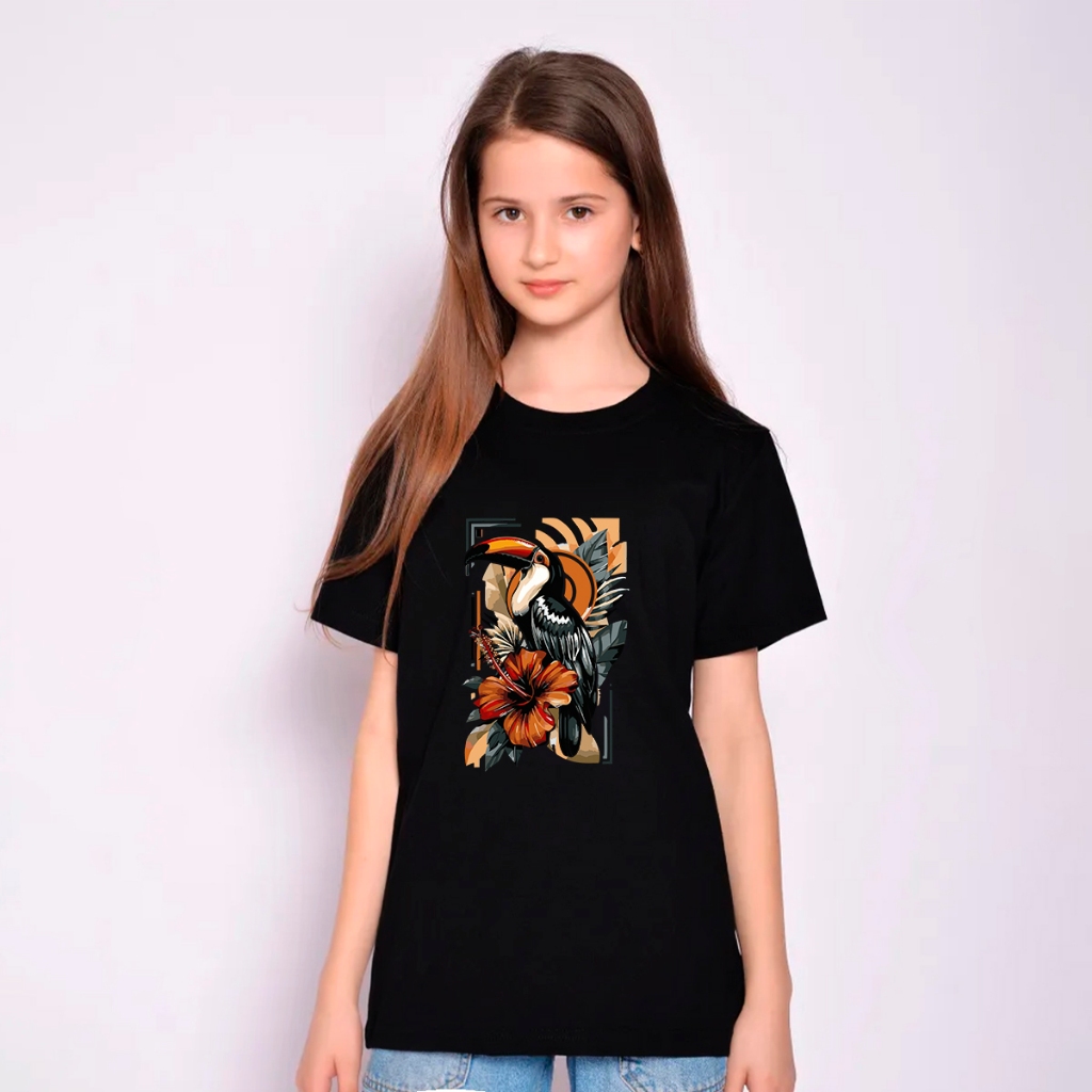 Camiseta Feminina Infantil Que Cresce com Sua Filha Tamanhos Variados Estampa Fofa Tucano