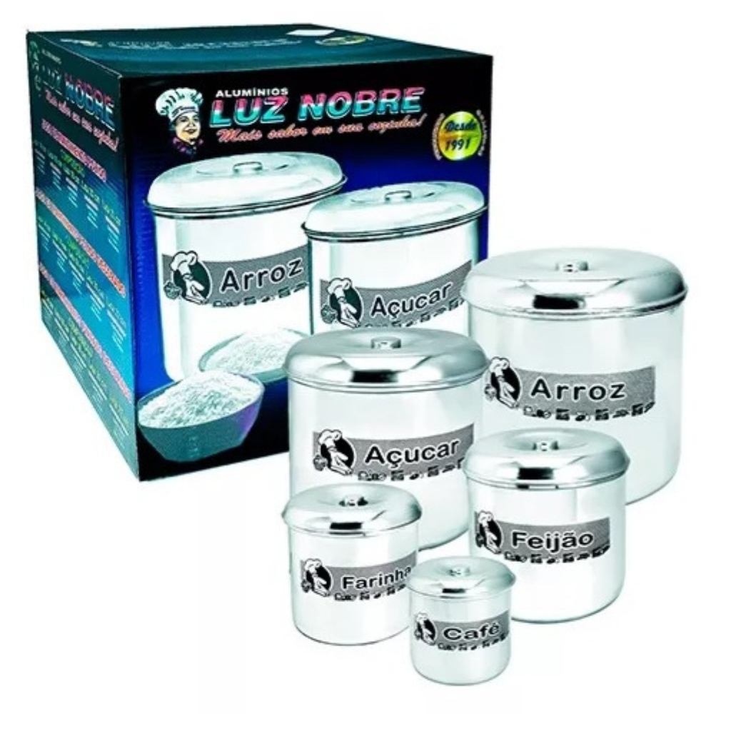 Jogo De Porta Mantimentos Jogo De Lata Polido Grosso Decorado 5 Latas