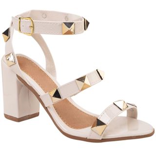 Sandália Feminina Salto Alto Bloco Festa Social Moda Pirâmide Confortável Pedraria Via Angel 52.01 em Oferta na Shopee