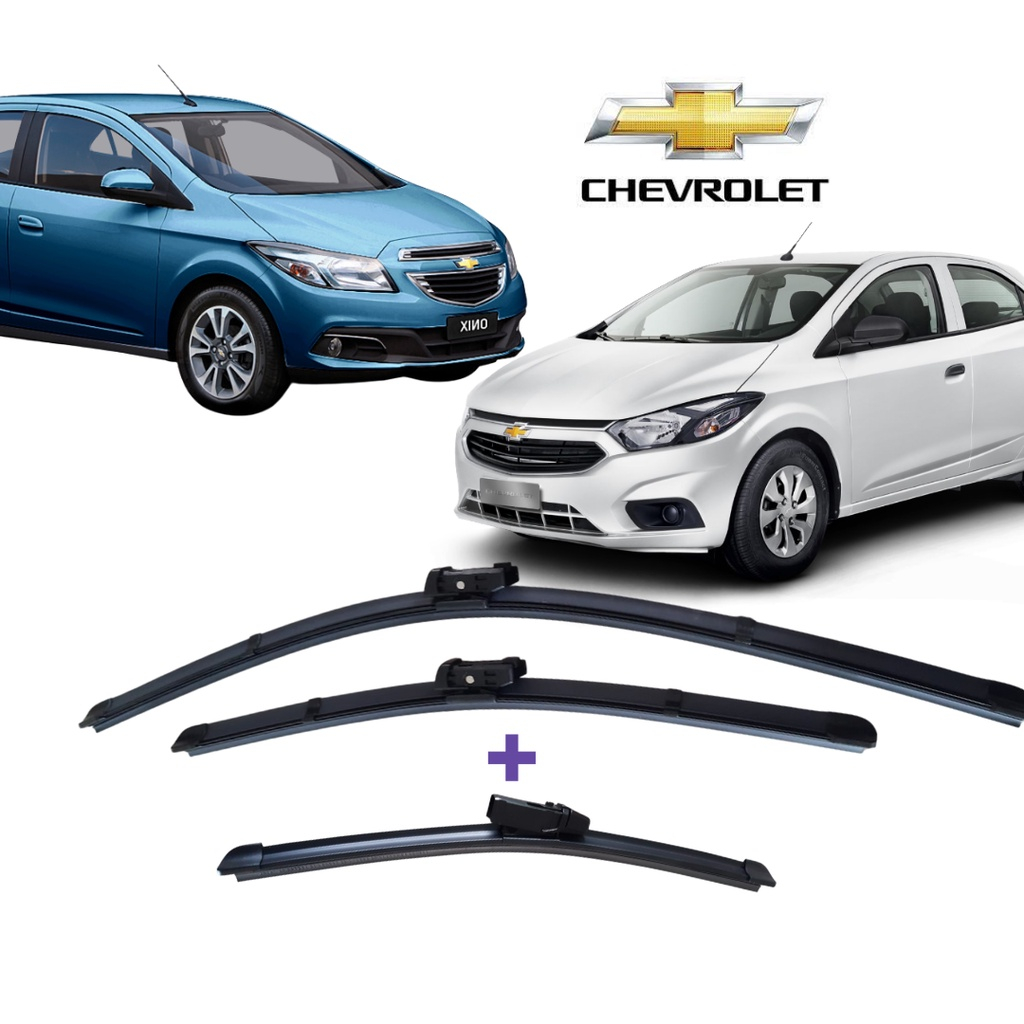 Kit Palhetas Limpador Dianteiro + Traseiro Chevrolet Onix 2012 2013 2014 2015 2016 2017 2018