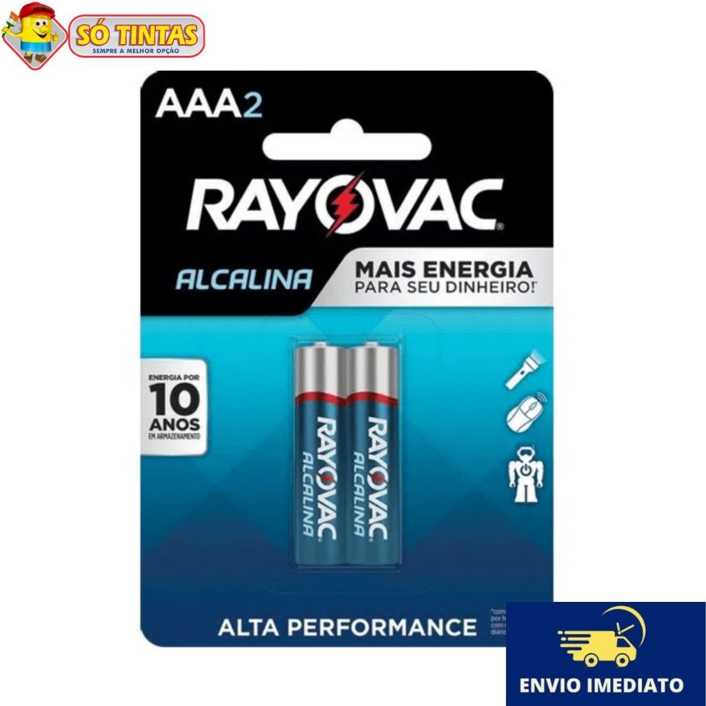 Pilhas Alcalinas Rayovac Tamanho AAA2 - Cartela com 2 em Oferta na Shopee