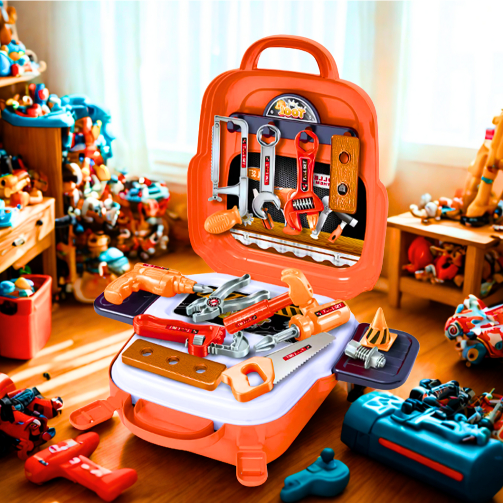 Maleta De Ferramentas Infantil Monta Brinquedo Menino 22 Pçs Kit Maleta Infantil 3 em 1 Tools
