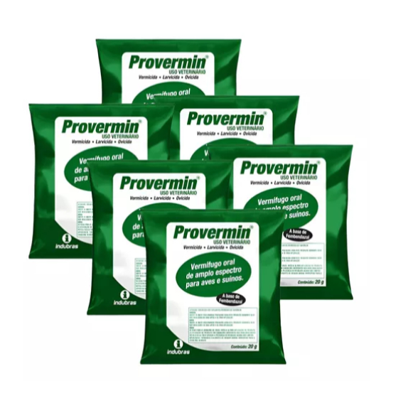 KIT C/6 UND PROVERMIN PO SACHE 20G - USO VET INDUBRAS em Oferta na Shopee