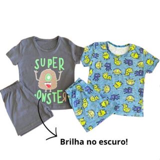 Kit 2 Pijama Infantil Menino Curto verão sortidos 1 ao 14 em Oferta na Shopee