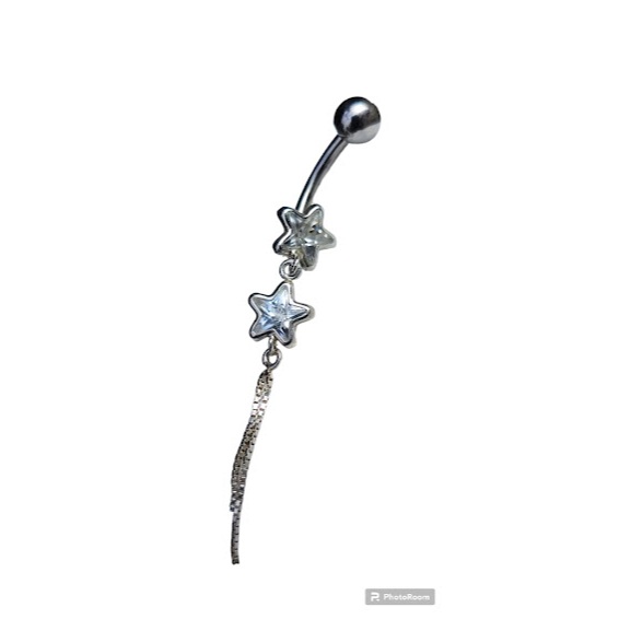 Piercing Umbigo Feminino Estrela de Prata 925 Legitíma com correntes Delicado Luxo em Oferta na Shopee