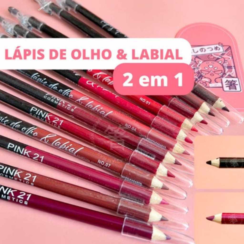 KIt 12 Lápis de olho e Labial- Pink 21 CS3552 em Oferta na Shopee