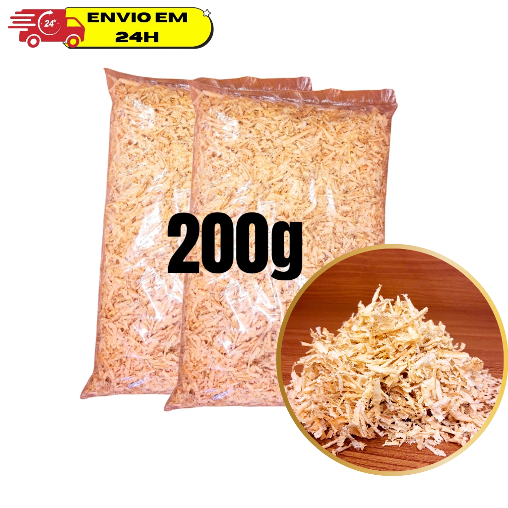 Serragem de Madeira Pinus Seca Natural Composteira Minhocário 200g