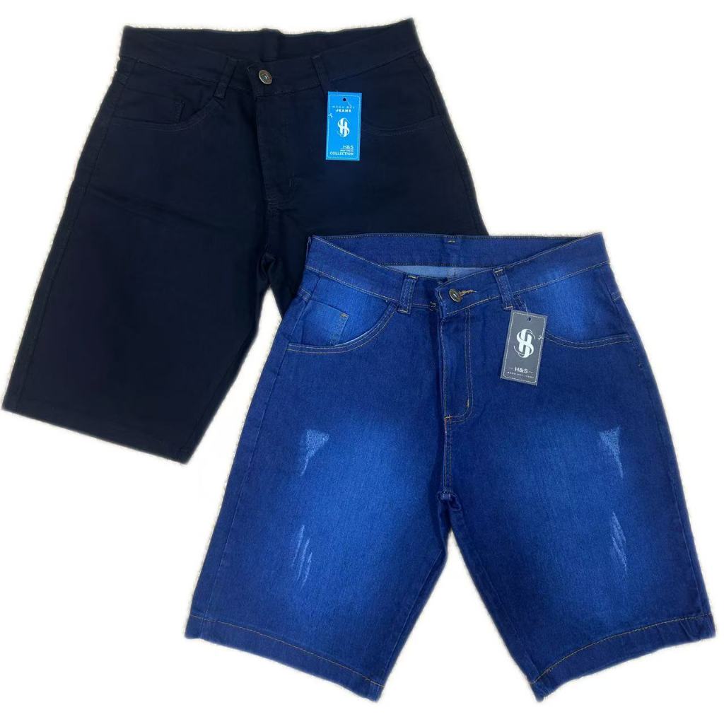 Kit 2 Bermuda Jeans Masculina Com Elastano SLIM Premium várias  Lavargem Envio imediato