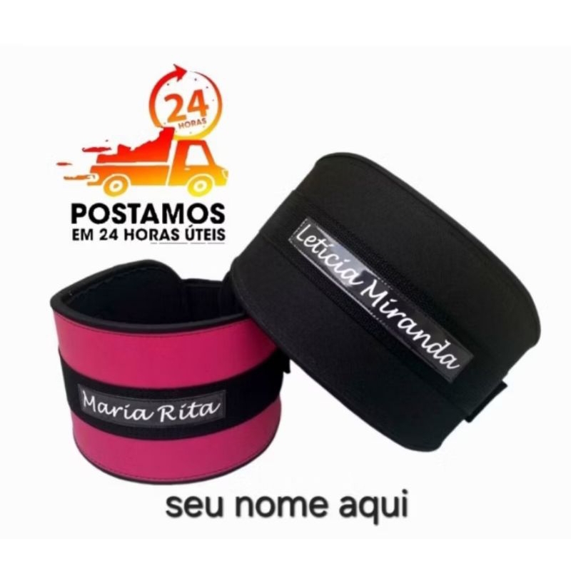 cinto cinta cinturão personalizado academia agachamento musculação couro sintético reforçado com fibra de PVC