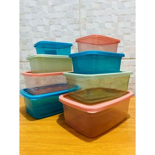 Kit 8 Potes Plástico Retangulares Sortidos Com Tampa 4 Tamanhos Premium Armazenar Alimentos Tipo Tapoer Cozinha em Oferta na Shopee