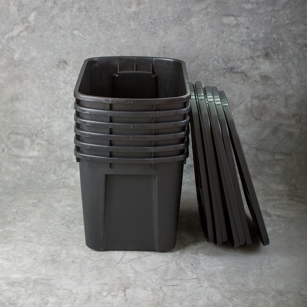 Detalhes do Caixa Organizadora Eco Box 80 Litros Com Tampa Preta Empilhável