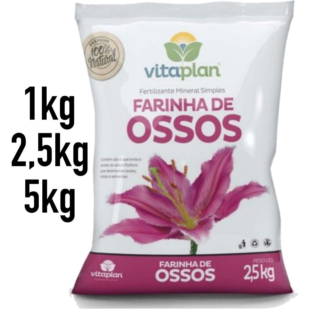 2,5kg Fertilizante Mineral Farinha de Osso Adubo Organico VITAPLAN em Oferta na Shopee