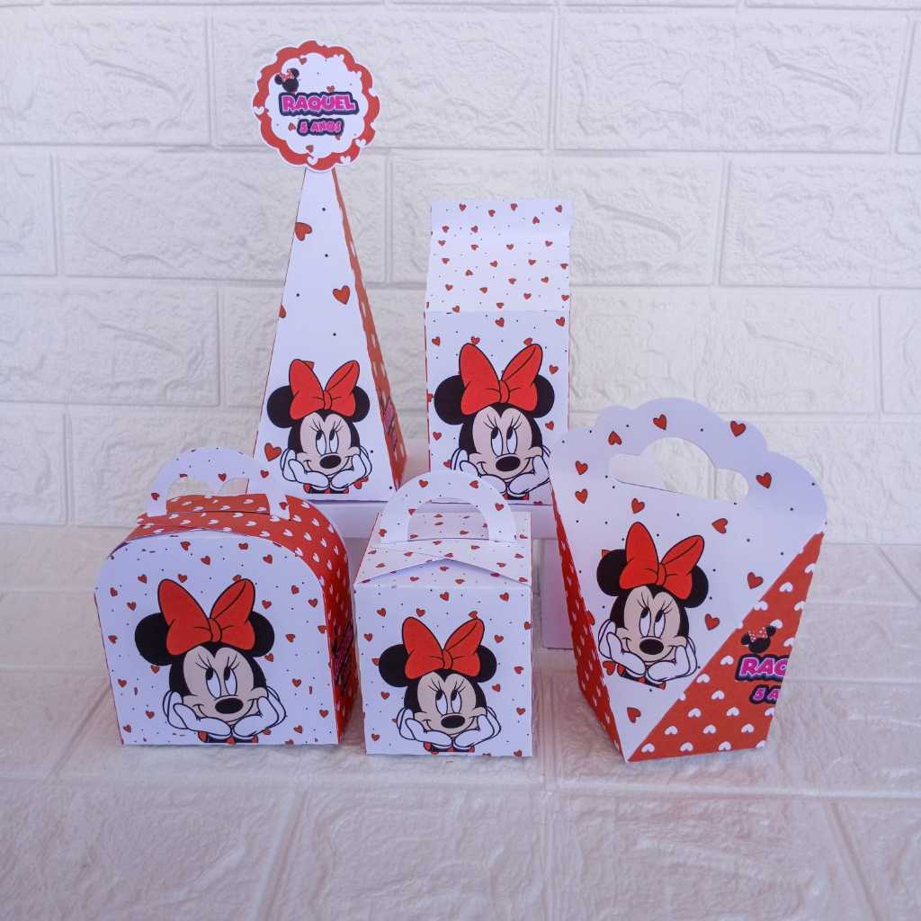 kit caixinhas personalizadas Minnie/ Mimos, Lembrancinhas, Caixinhas, Infantil, Kit festa, Aniversario, Decoração.