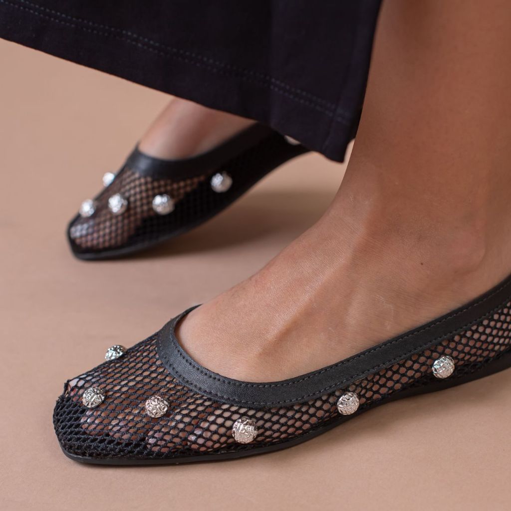 Sapatilha Tela Feminina Elegante Aplique Confortável Telinha Transparência Conforto e Estilo para Dia a Dia da Moda