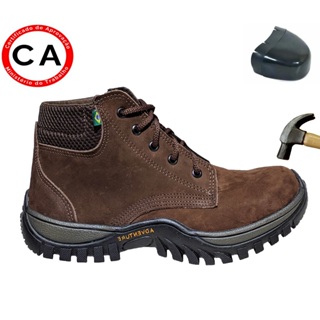 Bota Segurança Botina Trabalho Epi Em Couro Legitimo Com Biqueira Pvc em Oferta na Shopee